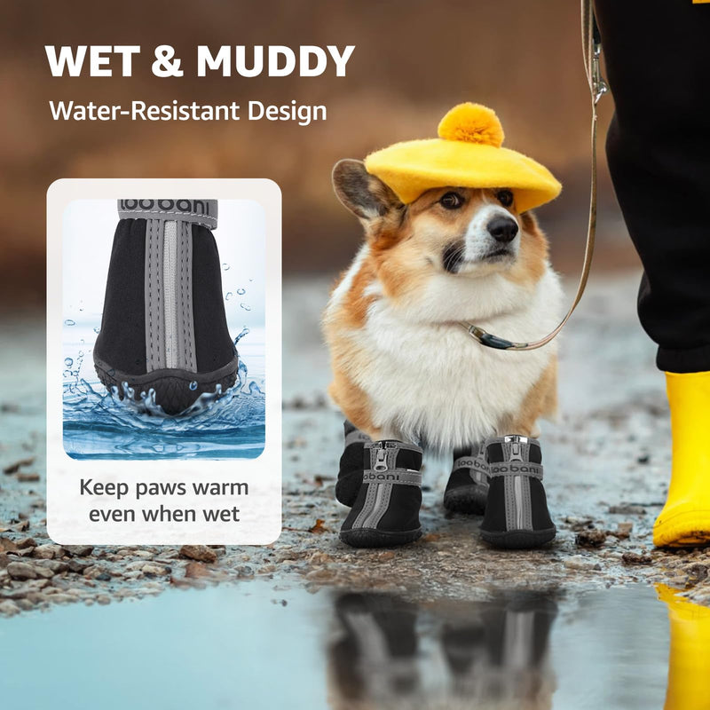 Dog Shoes Small Size Dogs - Dog Boots & Paw Protectors for Hot Pavement Winter Rain Snow, Waterproof Dog Booties with Reflective Strap for Outdoor Hiking Walking Running Training Size 3 #3 - BeesActive Australia