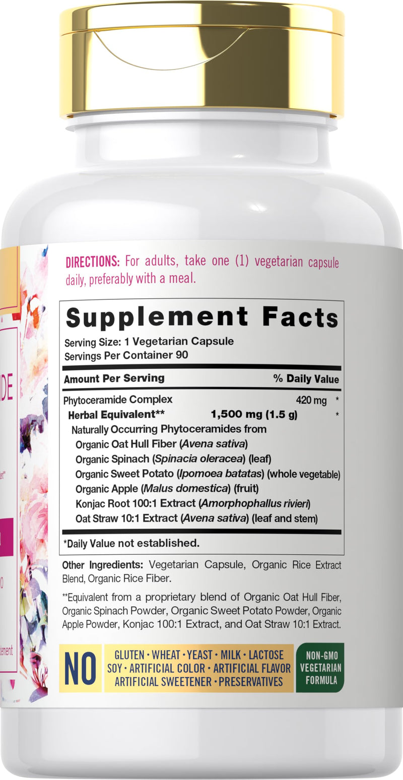 Carlyle Phytoceramide Supplement | 90 Capsules | with Organic Sweet Potato | Beauty Formula Complex | Vegetarian, Non-GMO and Gluten Free