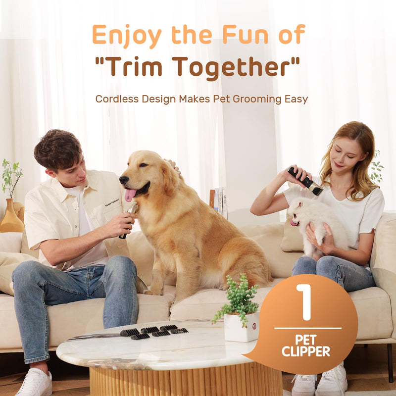 Dog Grooming Clippers, Single Pack – Low Noise, Rechargeable, Cordless Electric Hair Clipper for Dogs, Cats, and Other Pets, Gold - BeesActive Australia