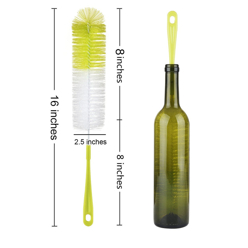 ALINK 16” Long Bottle Brush Cleaner for Washing Wine/Beer/Sport well/Thermos/Glass and Long Narrow Neck Sport Bottles Light Green - BeesActive Australia
