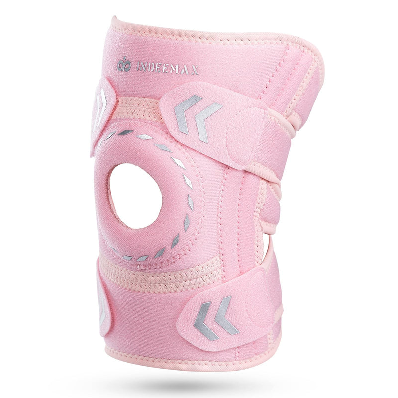 Knee Support Brace for Women Men, Adjustable Knee Compression Sleeve Brace Patellar Pad Tendon - Arthritis Pain, Meniscus Tear, Injury Recovery, Running, Workout, Neoprene Knee Braces with Stabilizers and Open Patella, Pink One Size - BeesActive Australia