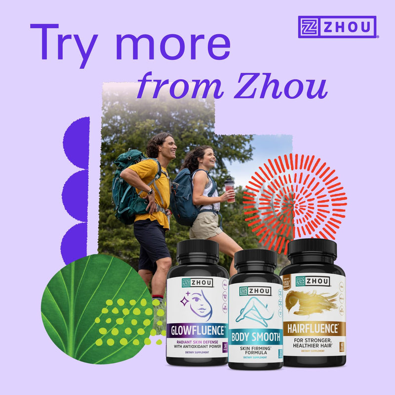 Zhou Body Smooth - Cellulite Pills for Women, Legs, Butt - 30 Capsules | Dimpless Anti Cellulite Supplement for Firm Smooth Skin with Hyaluronic Acid & Vitamin C, Skincare Thigh, Supports Hydration