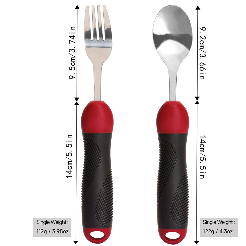 Adaptive Utensils, Weighted Special Supplies Spoon Fork Set, Weak Hand Grip & Handicapped & Parkinsons Aids for Living, Arthritis for Hand Tremors, Travel Eating Utensils for Disabled, Elderly, Adults - BeesActive Australia