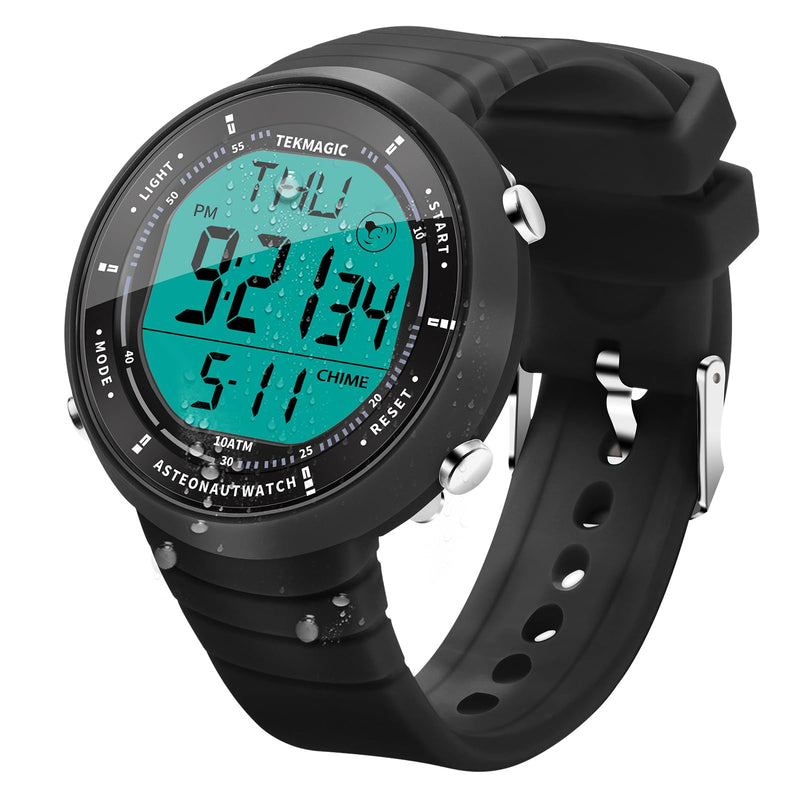 Swimming and Diving Wristwatch 10 ATM Waterproof Sports Watchwith Multiple Functions of Alarm Clock, Stopwatch, Countdown, Dual Time, 12 and 24 Hour Format Switchable, Silicone Band