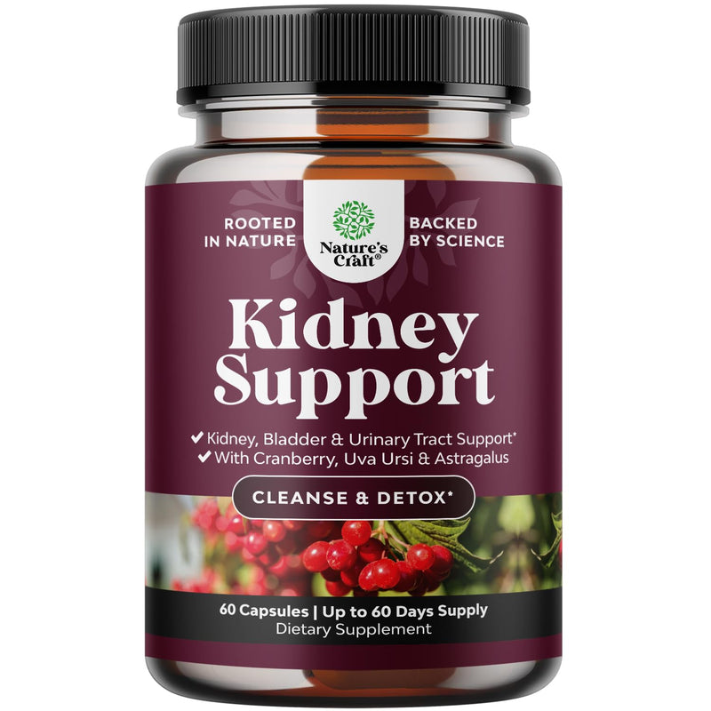 Advanced Kidney Support Supplement - Kidney Cleanse Detox & Repair Cranberry Extract Capsules with Uva Ursi, Stinging Nettle & Astragalus for Kidney Health - Urinary Tract Health - 60 Count 60 Count (Pack of 1) - BeesActive Australia