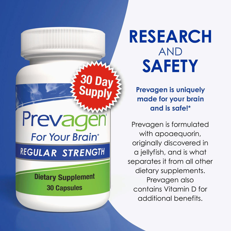 Prevagen Regular Strength with 7-Day Pill Minder, 30 Capsules, 1-Pack | For Your Brain, 1 Month Supply, 10mg Apoaequorin, 50mcg Vitamin D3