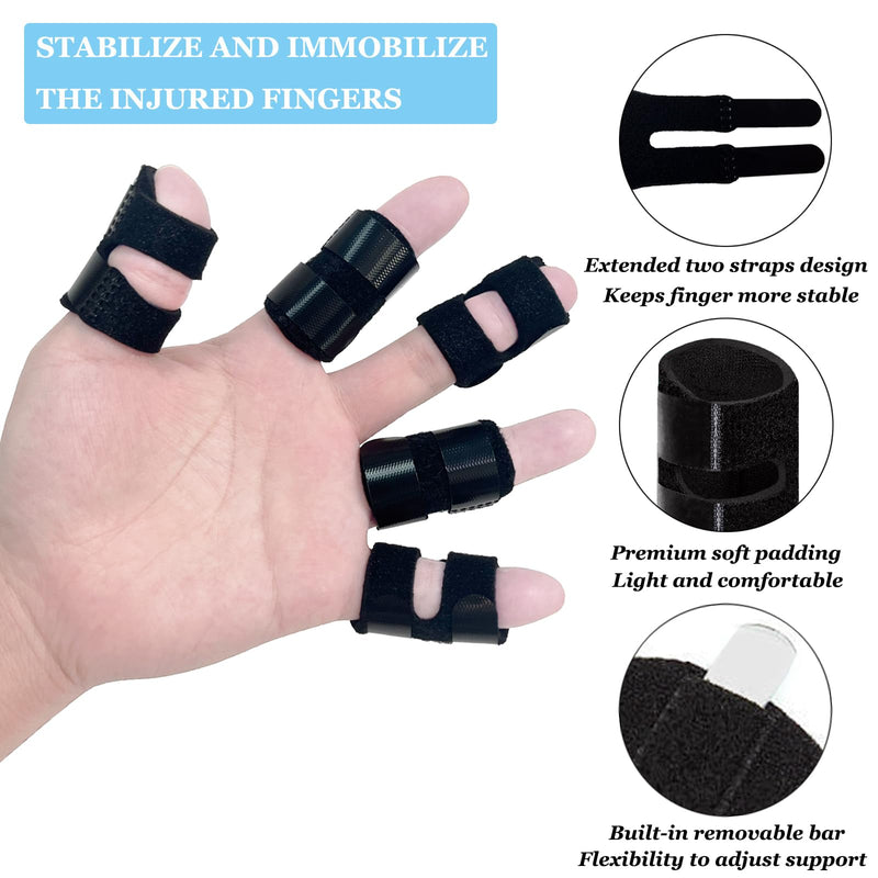 Thumb Finger Splints (5Pcs), Trigger Thumb Splint Finger Brace for Mallet, Broken, Straightening, Arthritis, Injury, Finger Stabilizer Support for Thumb/Middle/Ring/Index/Pinky Fingers 5 - BeesActive Australia