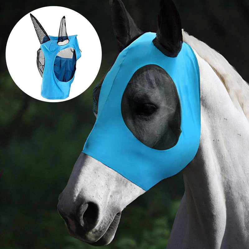 UV protection horse fly mask, horse fly mask, super-fit horse fly mask, horse fly mask, breathable mesh, anti-UV, anti-mosquitoes, insects, elastic brake mask (blue) - BeesActive Australia