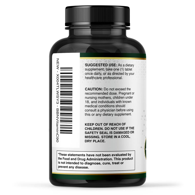 Built by Nature Vitamin C 1000mg Immune Support Supplement - 90 Tablets | High Potency, Antioxidant for Women & Men, Supports Energy, Skin & Collagen