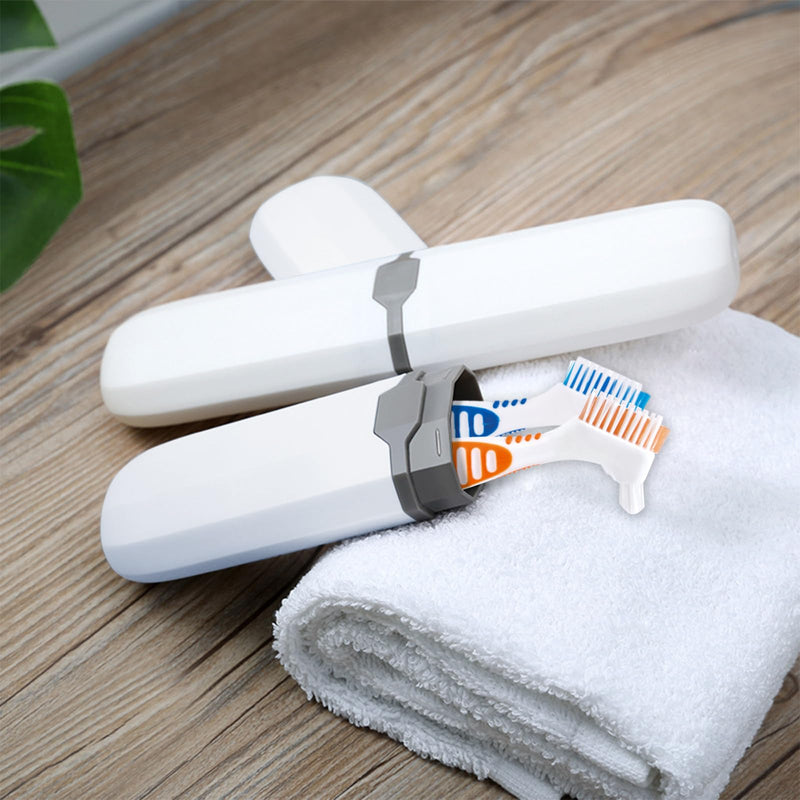 Denture Brush, 2 Pcs False Teeth Toothbrush with White Carrying Case, Multi-Tiered Bristles with Comfort Grip Handle for Effective Denture Cleaning - BeesActive Australia
