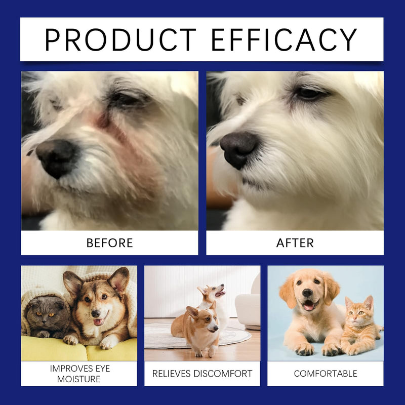 Dog Eye Drops, Brightening Eye Drops for Cats Pets,Tear Stain Remover Relieve Eyes Itching, Gentle Soothing Moisturising, Eyes Dryness Treatment, Eye Care Gel for Dog Cat Animal, 30ml
