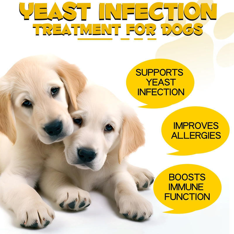 Yeast Infection Treatment for Dogs – Natural Dog Ear Infection & Itchy Skin Relief Drops – Allergy Support, Immune Boost, Bacon Flavour, 60ml – Safe for All Breeds & Sizes