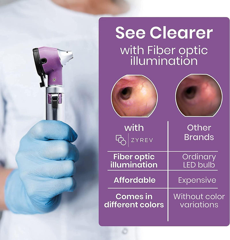 Zyrev ZetaLife Otoscope Set with 50 Extra Disposable Specula Tips, Purple - BeesActive Australia