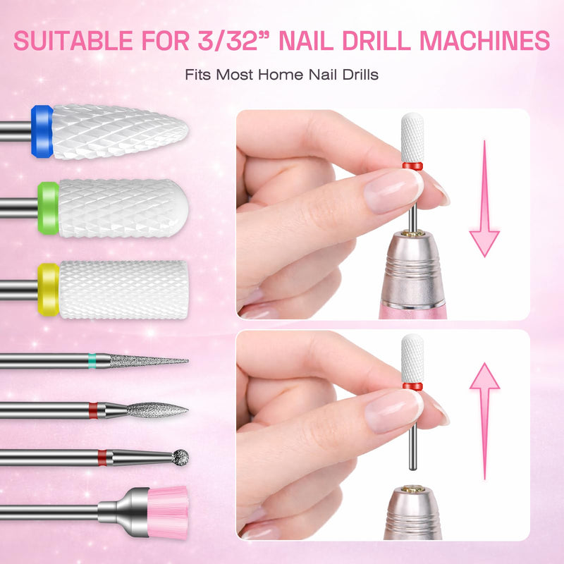 Nail Drill Bits Set Beginner-Friendly: 22pcs Safety E-File Bits with Visual Map - 3/32'' Professional Ceramic & Diamond Carbide Tool Kit for No-Pain Acrylic Gel Removal & Cuticle Prep - BeesActive Australia