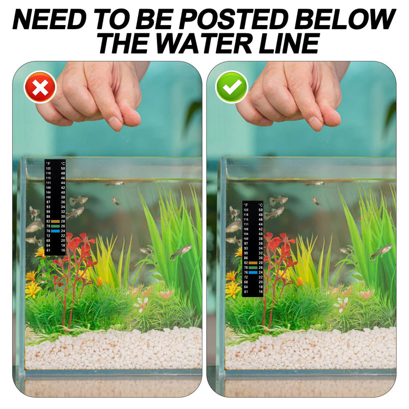 4pcs Aquarium Thermometer Strip, Adhesive Temperature Sticker Aquarium Thermometer Fish Tank Sticker Fish Tank Test Strips Fish Tank Thermometer Stick on for Brewing Aquarium - BeesActive Australia