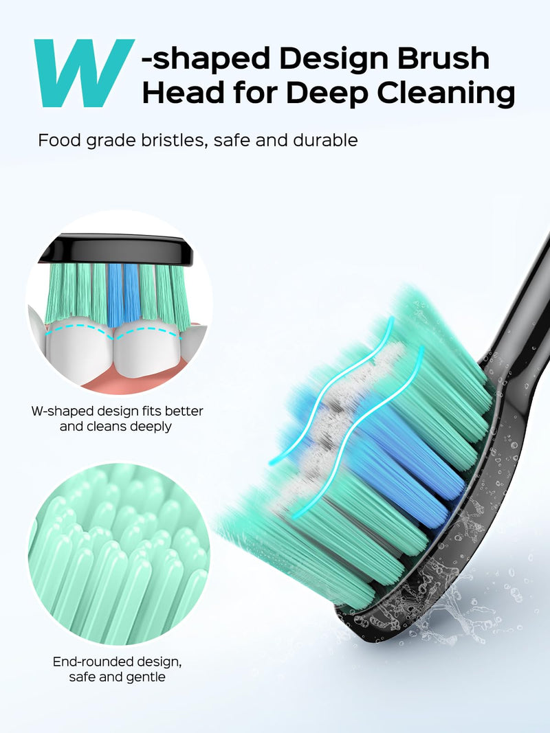 COSLUS Sonic Electric Toothbrush for Adults: 47000 VPM for Deep Cleaning & Whitening with Travel Case - 5 Modes for Sensitive Teeth & Braces, Wireless Charging, 6 Brush Heads for Home Family, Black 1 Count (Pack of 1)
