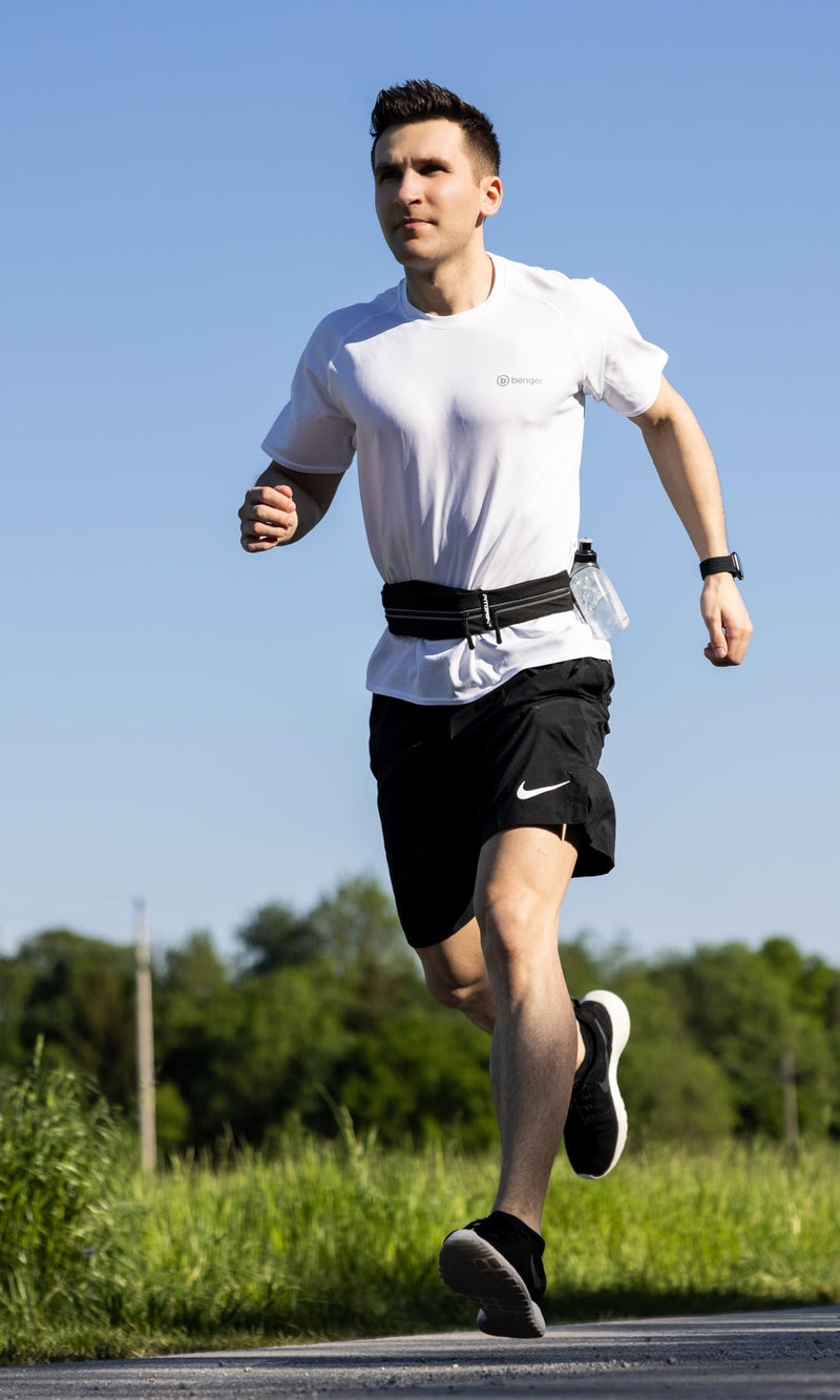 Fitgriff® Running Belt for Men & Women - Secure Jogging Pouch for Phone, Keys & Essentials - For All Cell Phones Black Small - Medium