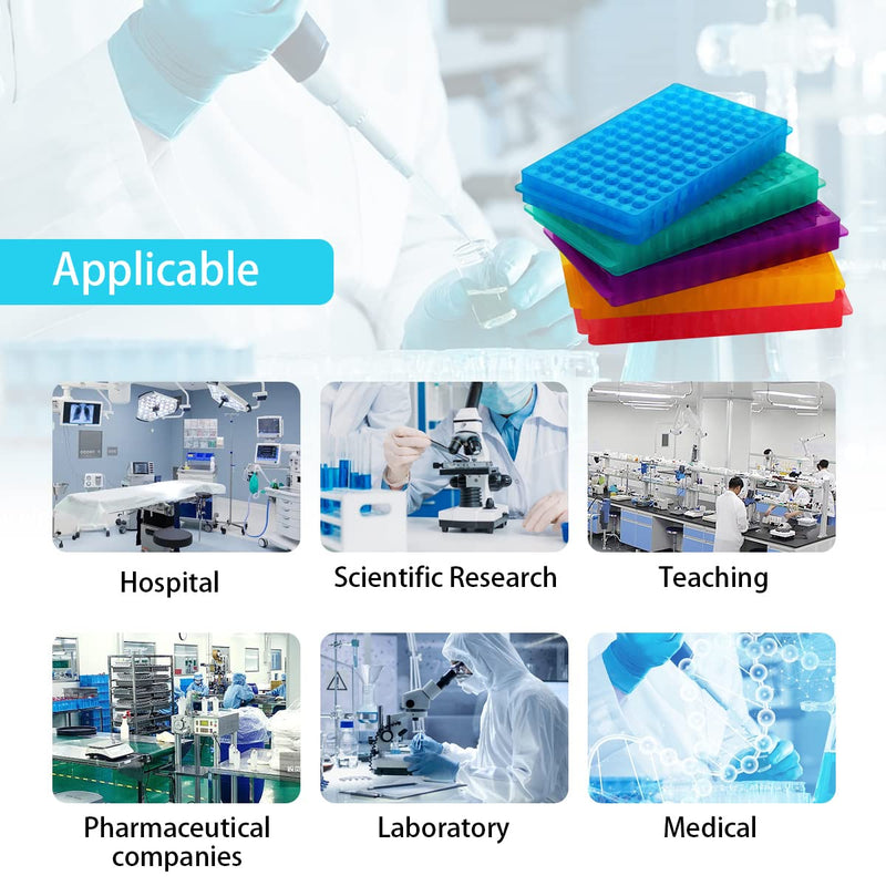 5PCS Tube Rack,Test Tube Rack with Double Panel 96 Positions for Microcentrifuge Tubes 0.5ml/1.5ml/2ml and Refrigeration Tubes 1.8ml