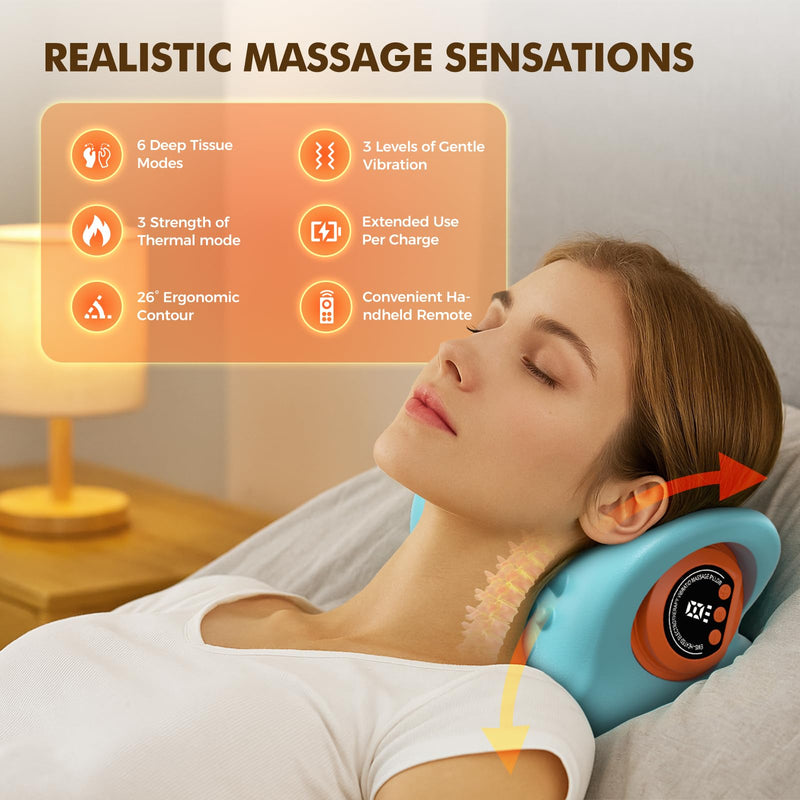 Neck Massager 2025 Portable Neck Traction Device, Cervical Stretcher with Heating & Vibration ‚Äì Relieve Muscle Tension, 3-in-1neck pillow Customizable Massage Modes with Wireless Remote Control - BeesActive Australia