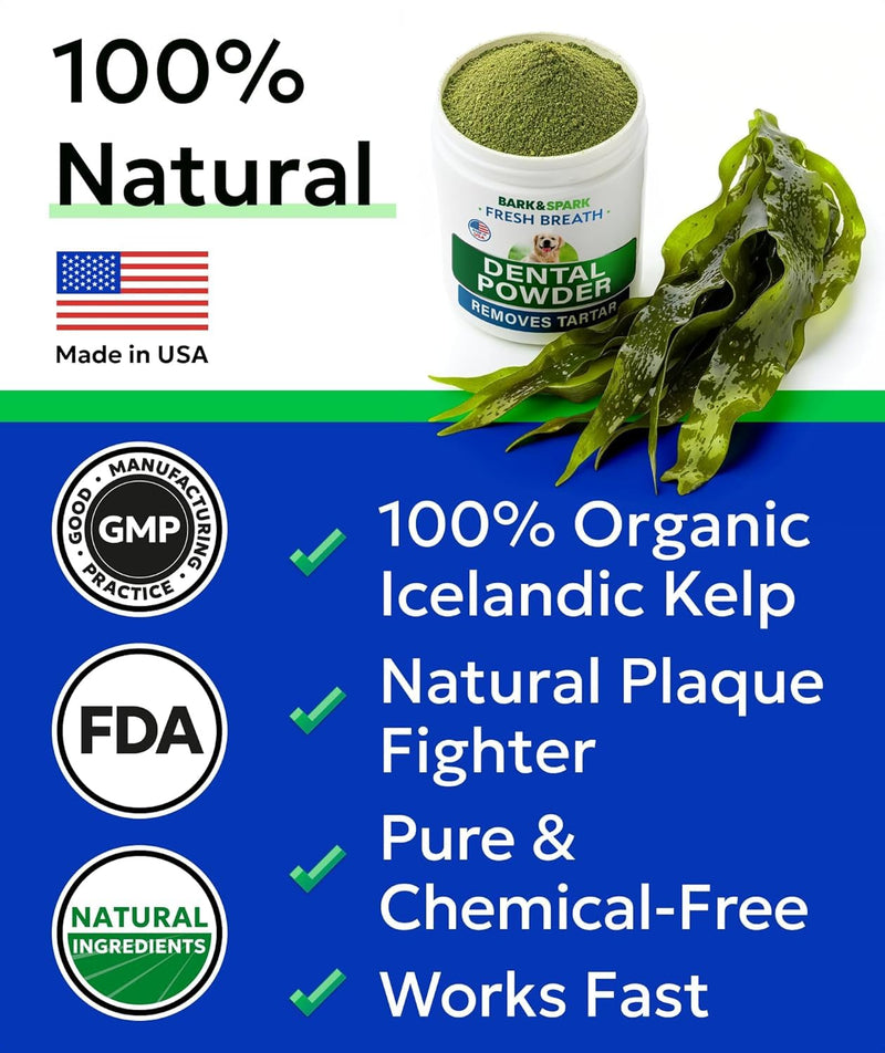BARK&SPARK Dental Powder for Dogs - Natural Kelp Dental Powder - 30 Count Liver