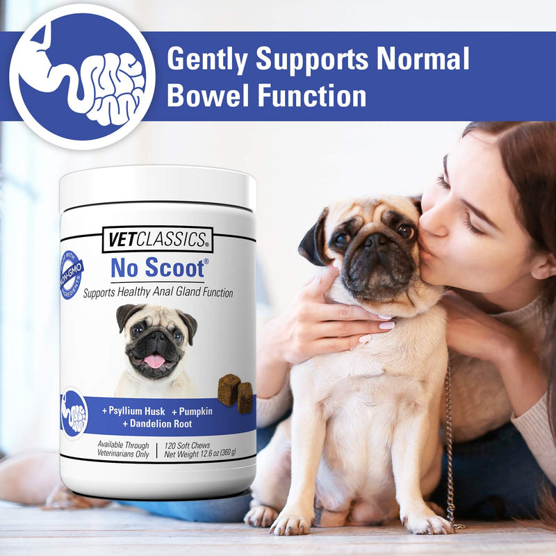 Vet Classics No Scoot Dog Supplements for Healthy Anal Gland Function – Support Normal Bowel Functions, Anal Glands – Increases Daily Fiber Intake for Dogs – 120 Soft Chews - BeesActive Australia