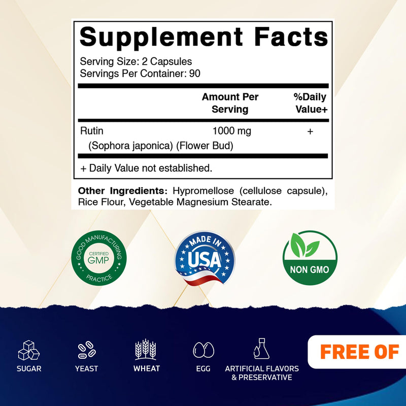 Vitamatic Rutin, 180 Vegetable Capsules (500 mg per Capsule)