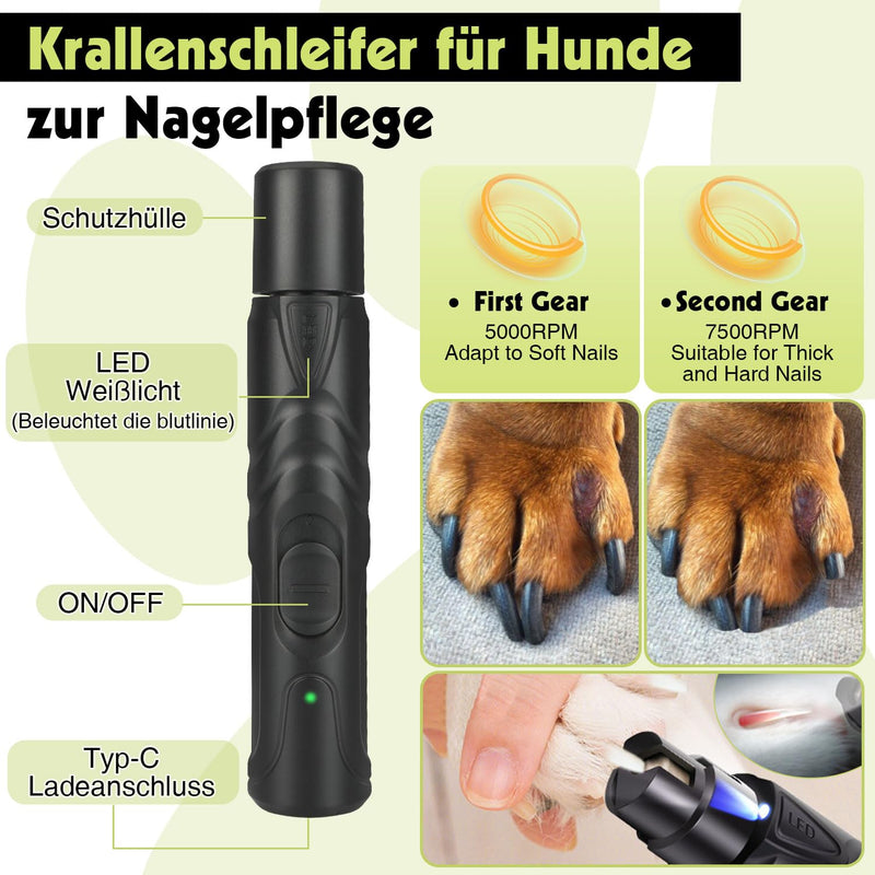 Dog paw trimmer set, paw trimmer for dogs with 3 LED lights, claw grinder for dogs with LED, 2 speeds, quieter, precise trimming, paw care set dog for cats and dogs - BeesActive Australia