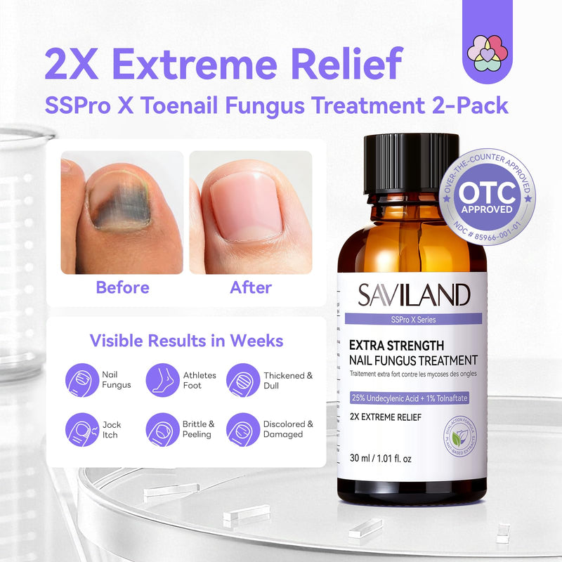 SAVILAND Toenail Fungus Treatment Extra Strength: 2X Extreme Nail Repair for Discolored and Damaged Nails Toenail Softener Yellow Toenail Foot Toe Thick Nail Fungus Treatments Solution,2 fl oz - BeesActive Australia