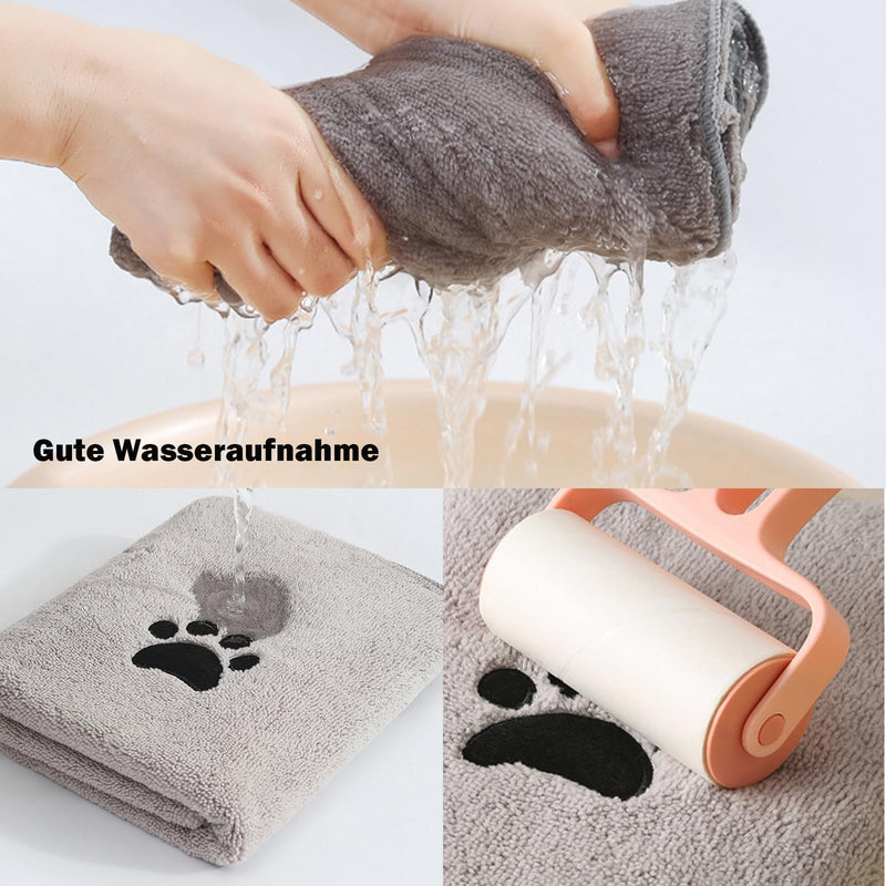 Pack of 2 dog towels, dog towel extra absorbent for dogs and cats, dog accessories, quick-drying pet microfibre towels, 75 x 35 cm dog towel for cats, dogs or other pets - BeesActive Australia