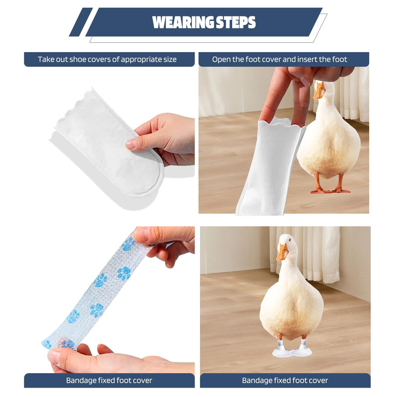 20 Pcs Disposable Boots for Real Duck Feet, Bumble Foot for Duck Pet Duck Supplies with Blue Bandage, Large Size - BeesActive Australia