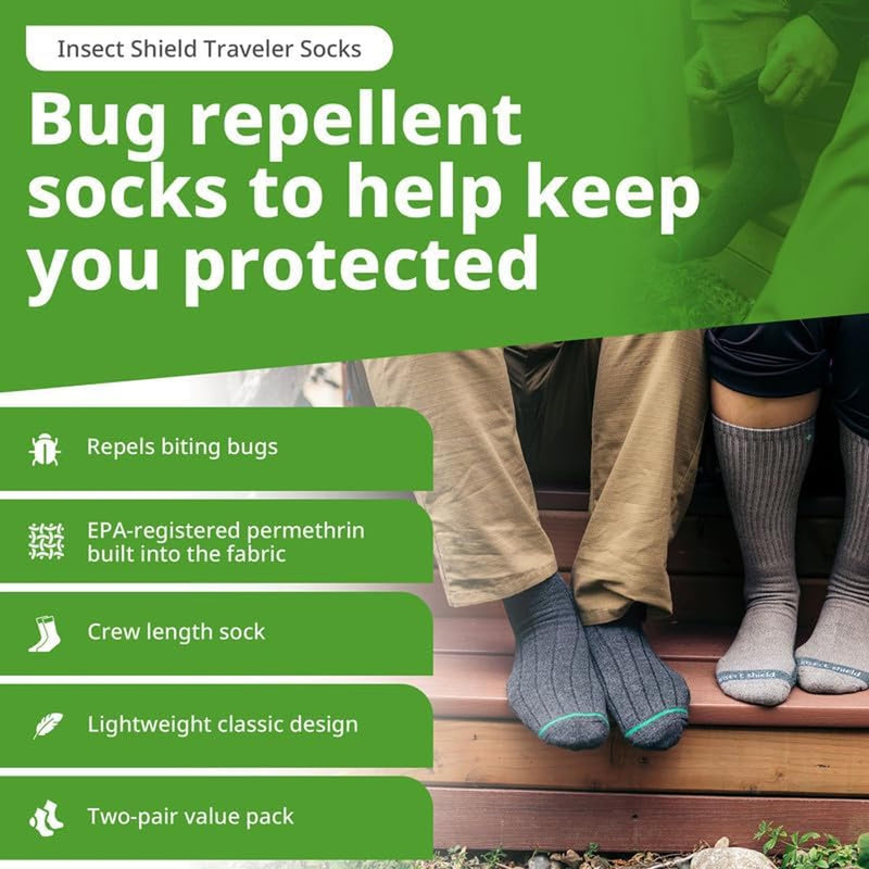 Traveler Socks With Permethrin Bug Repellant - Protective Clothing for Men & Women Medium Khaki - BeesActive Australia