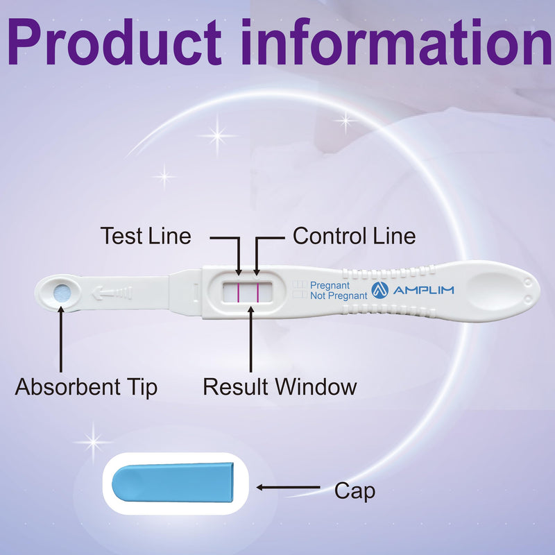 Amplim Midstream Pregnancy Test Stick, HCG Early Detection 6-Days Sooner, Extra Sensitive 10 MIU/mL 99.99% Accurate Result, 2-Sec Easy Home Tests, 10 Pack 1 Count (Pack of 10) - BeesActive Australia