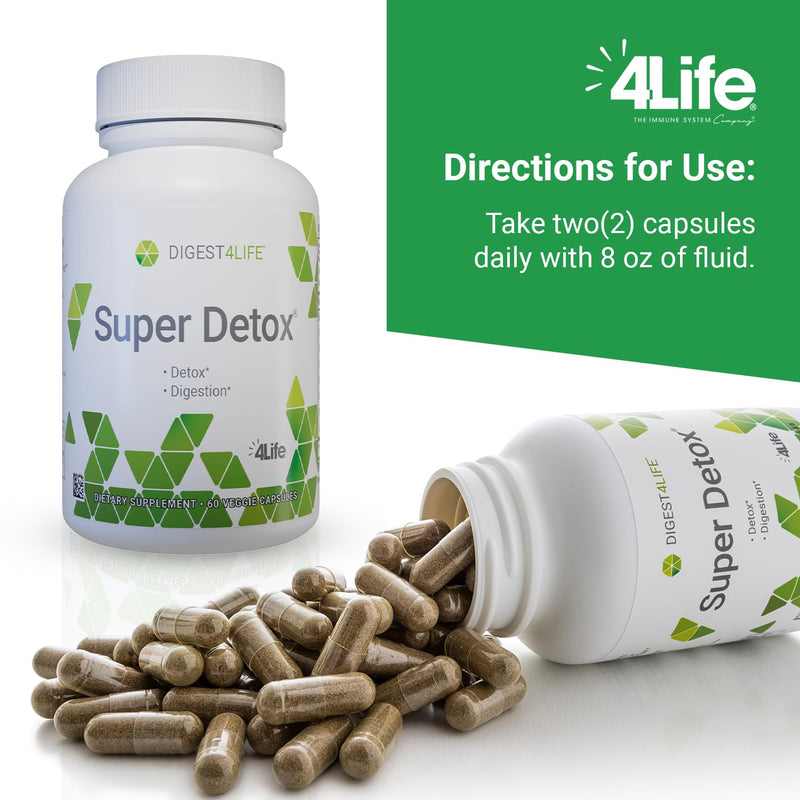 4Life Digest4Life Super Detox Liver Support with Milk Thistle, 60 Capsules | Healthy Digestion, Artichoke, Red clover, NAC, Calcium D-glucarate, Liver supplement, Cleansing, Gut and cellular wellness