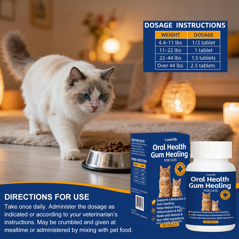 Oral Health for Cats, Cat Gingivitis Treatment, Reduce Gum Inflammation, Redness & Pain, Combats Gum Disease, Natural Plant-Based Active Formula, Cat Oral Care, Gums Health Treatment