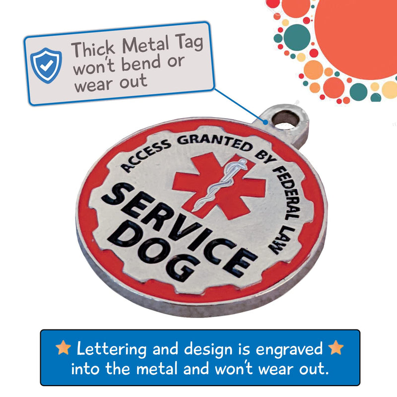 Service Dog Vest, ID Tag and ADA Info Cards - Harness in X Small to XX Large, Durable Metal Tag, 2-Sided Service Animal Cards. ESA Accessory Set SMALL (Chest: 18.5 - 24 Inch) - BeesActive Australia
