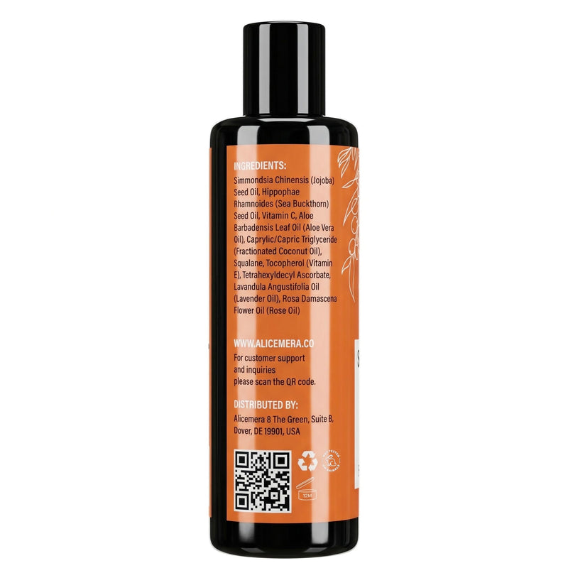 Vitamin C Body Oil for Dry Skin, Jojoba and Sea Buckthorn | Lightweight After Shower Formula With Aloe Vera, Squalane, and a Silky Non-Greasy Finish Floral Vitamin C
