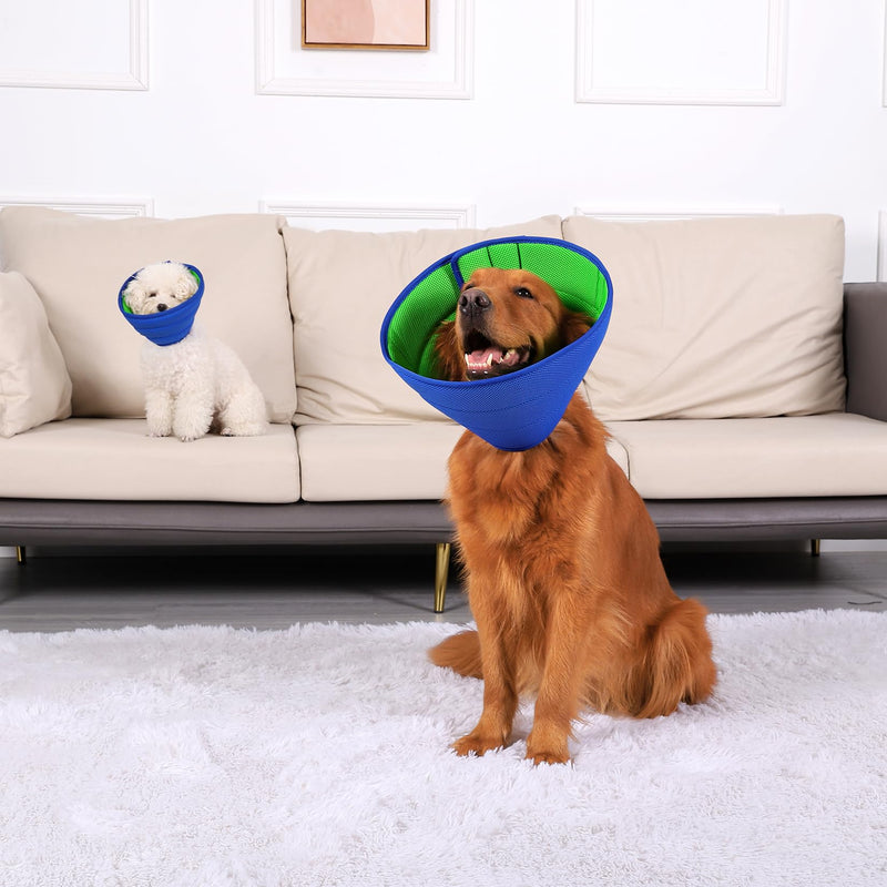 Collar Dog Soft, Dog Collar Leak Protection, Breathable Neck Brace for Dogs, Adjustable Protective Collar Leak Protection Dog, Lightweight Neck Collar Dog, Funnel Dog (Size 8, Blue) Size 8 (Neck: 40.6 cm - 48.5 cm) - BeesActive Australia