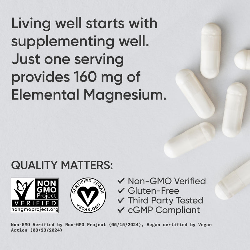 Sports Research¬Æ Magnesium Glycinate - Supports Restful Sleep & Enzymatic Processes - 160 mg Chelated Magnesium - Vegan Capsule - 90 Count 90 Count (Pack of 1) - BeesActive Australia