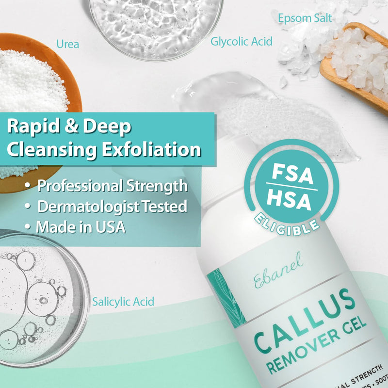 Ebanel Set of Professional Callus Remover for Feet, and Urea Cream 40% Plus Salicylic Acid 2%, Heel Foot Callus Remover Gel Exfoliator Dead Skin Cuticle Removal Toenail Softener Keratolytic Pedicure Cream+Gel - BeesActive Australia