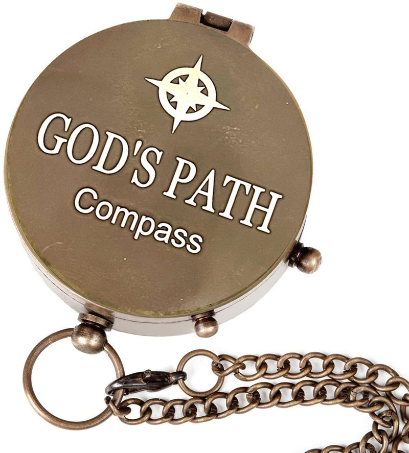 God's Path Compass - Engraved Working Handmade Antique Compass with Scripture - Religious, Christian, Catholic, Christening, First Communion, Confirmation Gifts for Teenage Boys and Men - BeesActive Australia