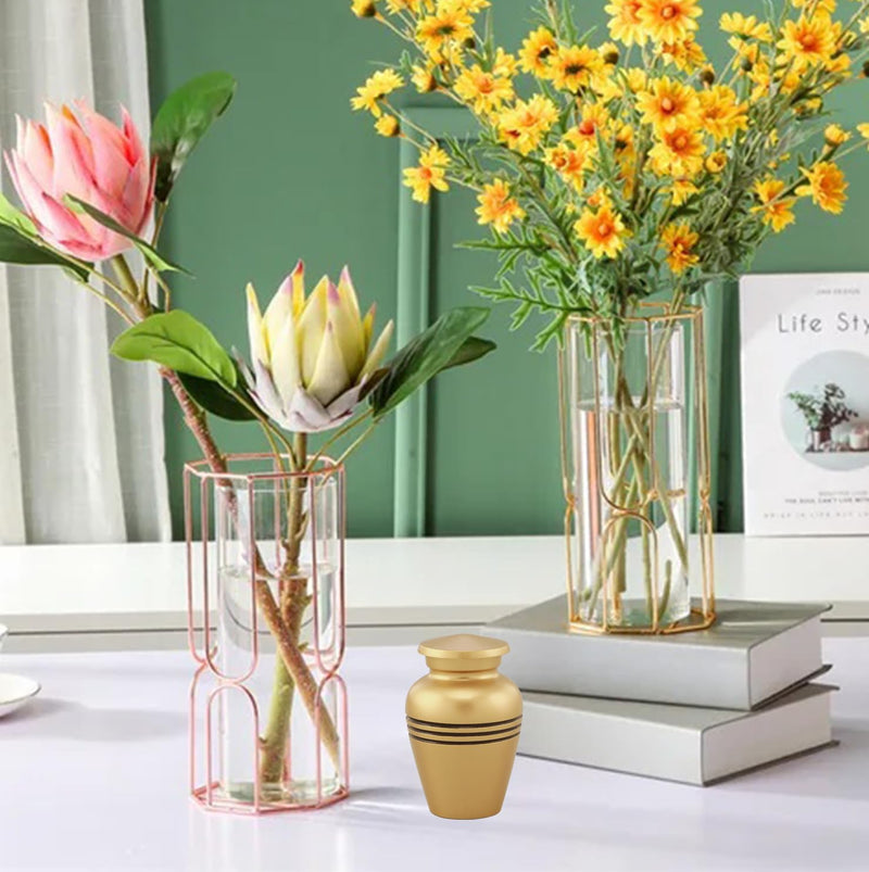 Immortal-Memories Serenity Keepsake Urn for Ashes - Miniature Urns - Mini Jar - Pet Urn - Token Urn with Velvet Bag (Gold) Gold-1 - BeesActive Australia