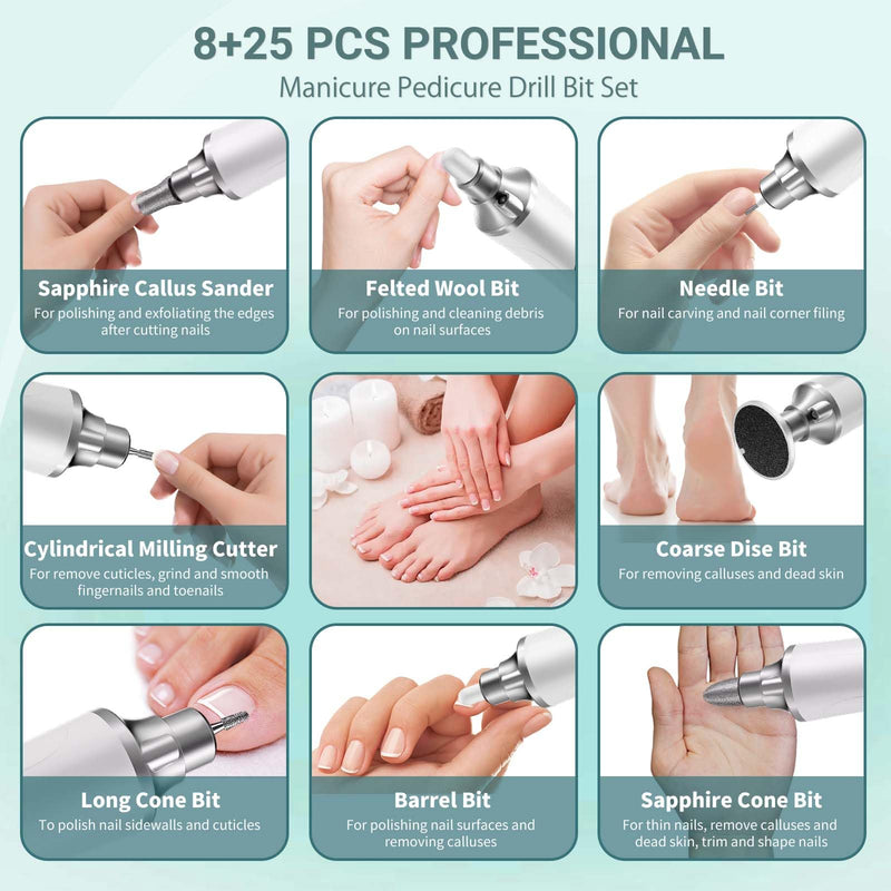 Electric Foot Callus Remover for Feet,15 Speed Adjustable Pedicure Tools for Feet with LED Display, 2 in 1 Nail Drill Foot File, Rechargeable Electric Foot Scrubber for Dead Skin and Thick Toenail