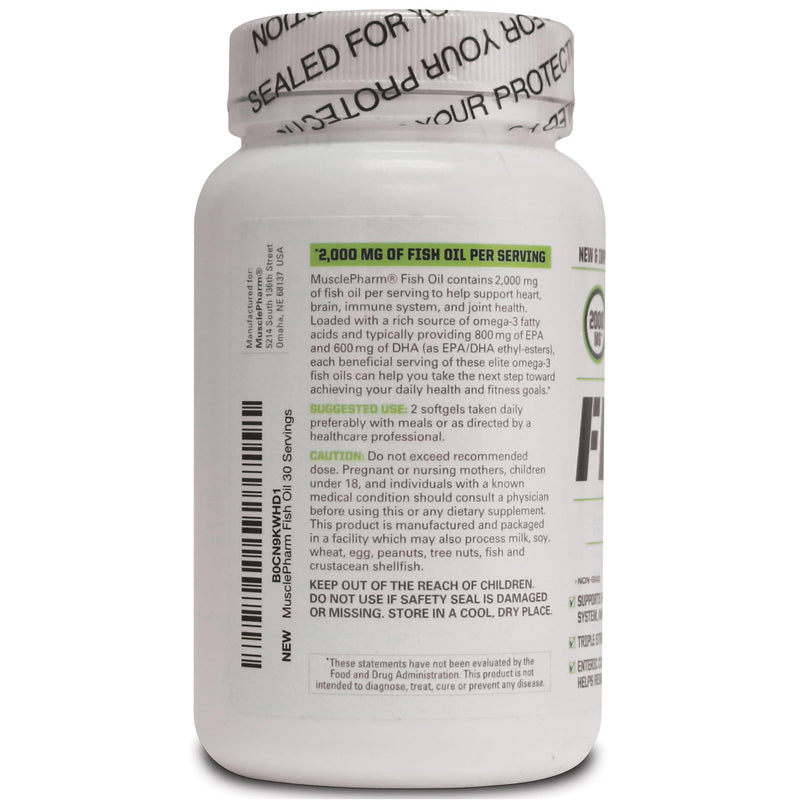 Muscle Pharm Essentials Fish Oil Omega 3-60 Liquid Softgels - 30 Servings | 2000mg Omega 3 Fish Oil, Cardiovascular Support, Immune Health, Joint Wellness, Athletic Recovery 60 Count (Pack of 1)