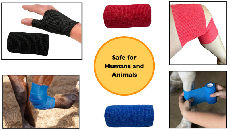 AURPET 4" Self Adhesive Bandage Wrap Strong Vet Tape for Medical Wrap, Horse Wrap or Dog First Aid Cohesive Bandage Wrap Sports Wrap Self Stick Bandage Wrap (Black) Black - BeesActive Australia