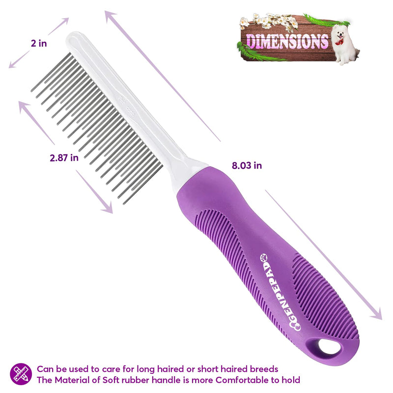 Grooming Comb for Dogs and Cats with Matted Hair, Detangling Pet Comb with Long and Short Stainless Steel Metal Fine Teeth for Removing Mats, Tangles, Knots & Loose Fur from The Undercoat - BeesActive Australia