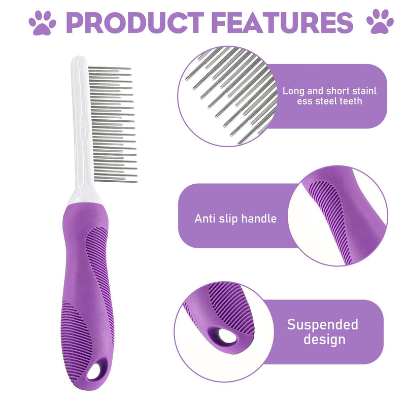 EnixwH dog comb made of stainless steel, cat brush long hair, cat comb for removing animal hair, undercoat brush dog for loosening knots and tangles for dogs and cats (purple) 1 piece dog hair brush for removal - BeesActive Australia