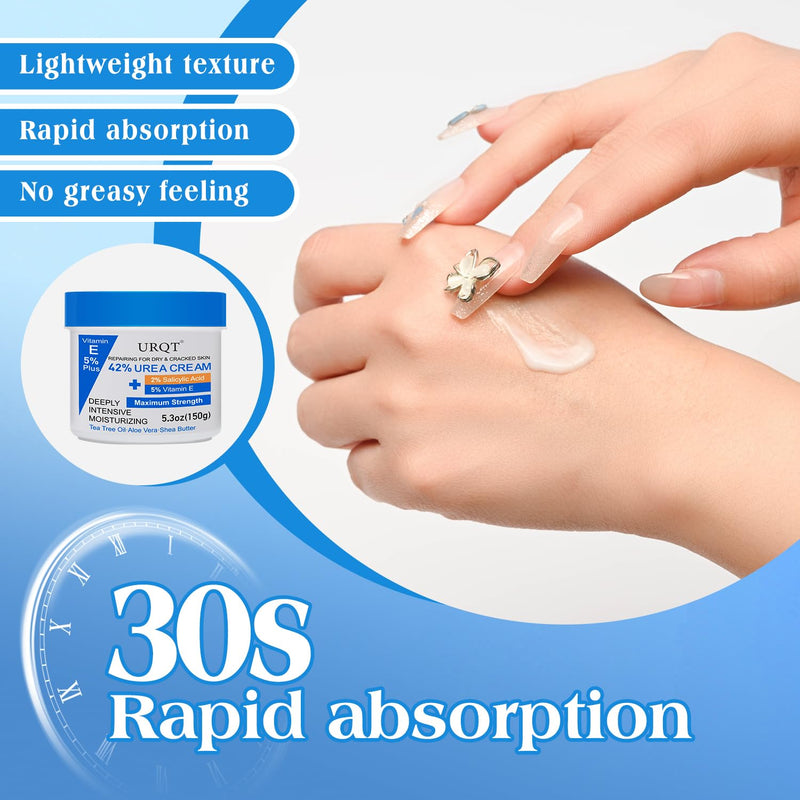 42% Urea Cream for Dry & Cracked Skin - Foot & Hand Cream with 2% Salicylic Acid, 5% Vitamin E, Tea Tree Oil, Aloe Vera, Shea Butter - Moisturizer & Skin Repair Cream for Feet Maximum Strength - BeesActive Australia