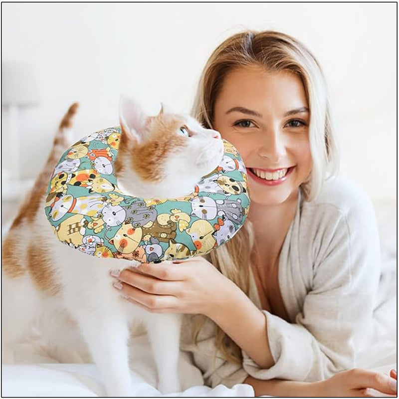 Adjustable Cat Neck Brace, Soft Cat Neck Brace, Anti-Bite Safety Protective Collar, Cats for Neck Brace, Protective Collar Cat Dog, for Pets Wound Healing After Surgery - BeesActive Australia