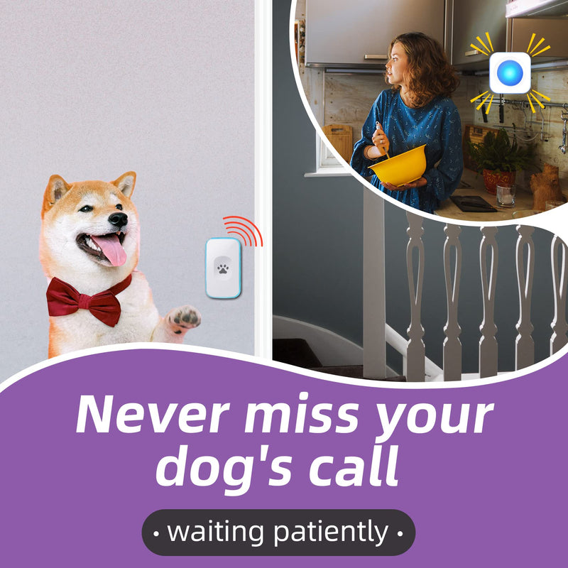 Wireless Doorbell with Flashing Light 1200Ft Door Bell for Dog Touch Bell Communication Doorbell with 1 Battery Waterproof Button & 1 Plug in Receiver white - BeesActive Australia
