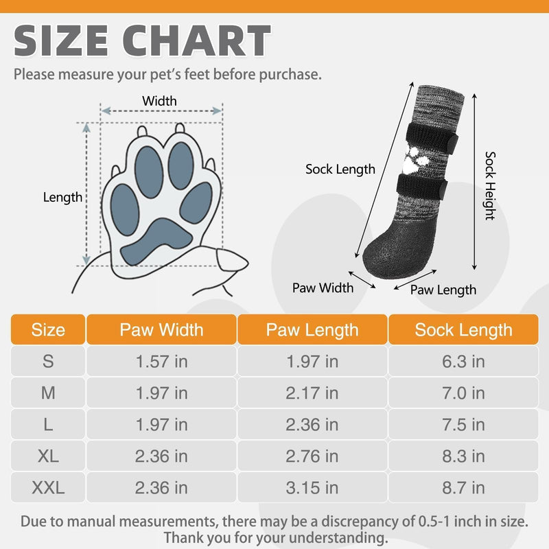 KOOLTAIL Anti Slip Dog Socks to Prevent Licking Paws for Hot/Clod Pavement,Waterproof Long Snow Dog Boots&Paw Protectors with Strap Traction Control for Hardwood Floor for Small Medium Large DogsXL Black with Paw Pattern X-Large - BeesActive Australia